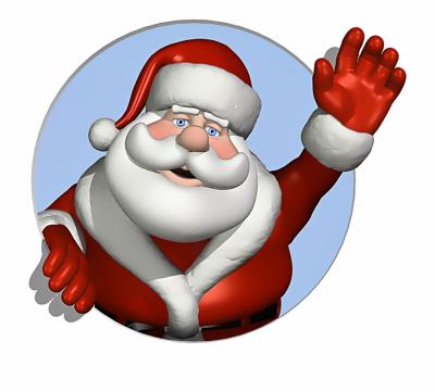Picture of a male white named in red hat and coat with white beard known as Santa Claus
