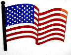 A clipart image of a waving American flag