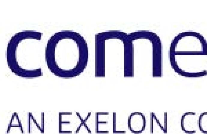 The  words comed and Exelon Company next to a five-pointed, multicolored lined logo