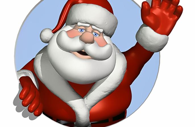 Picture of a male white named in red hat and coat with white beard known as Santa Claus